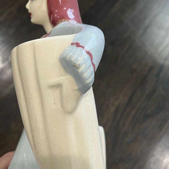 Vintage Weil Ware Spanish Woman 12” California Pottery Large Double Vase 40s 50s - Picture 7 of 9